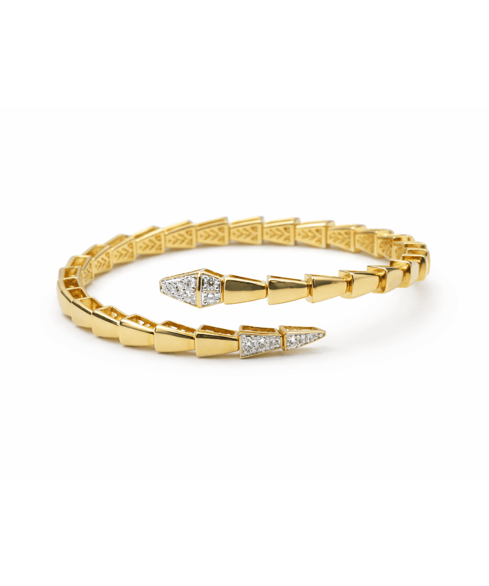 Gold Chevron Diamond Bangle