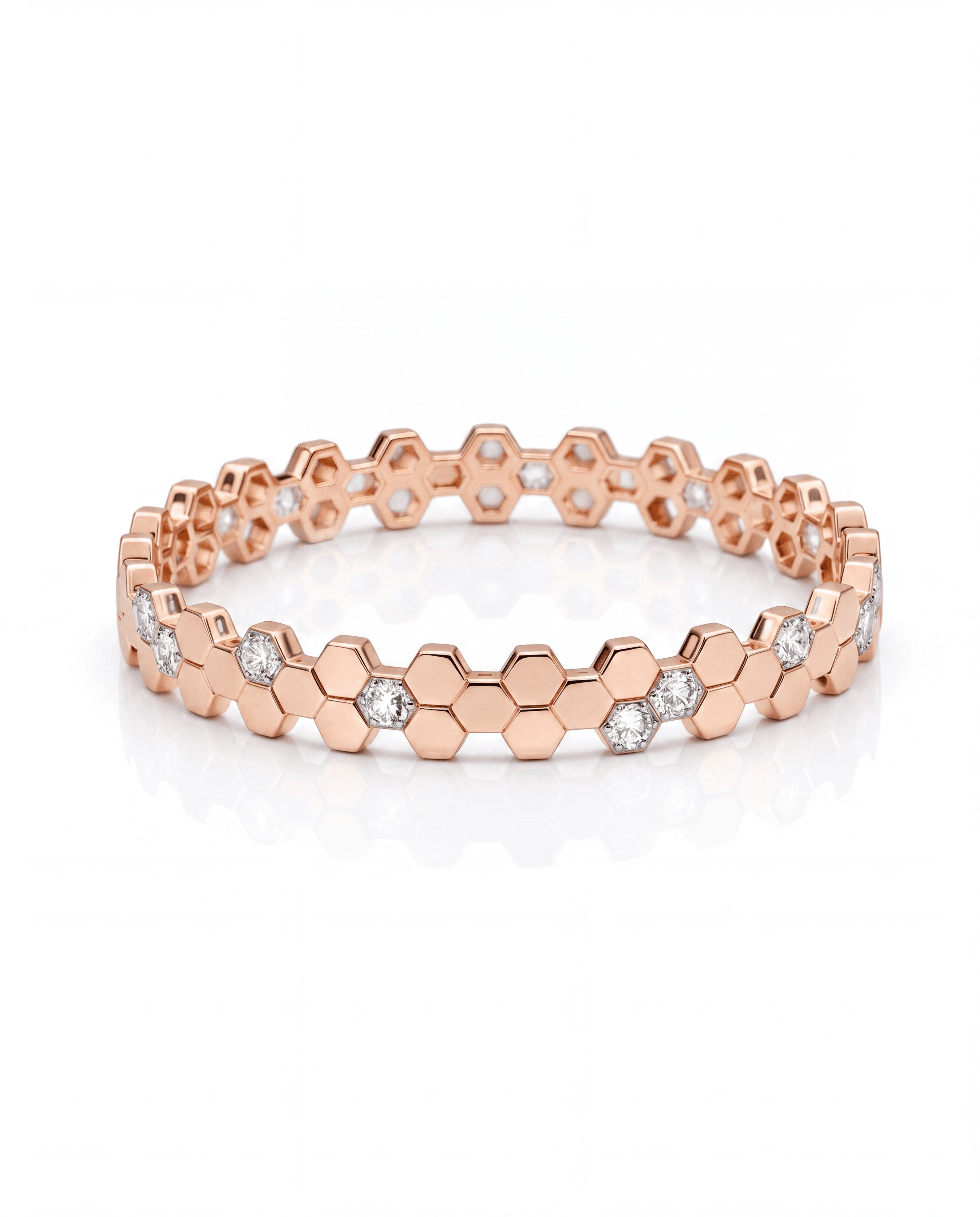 Gold Hexagon Diamond Bangle alternate view