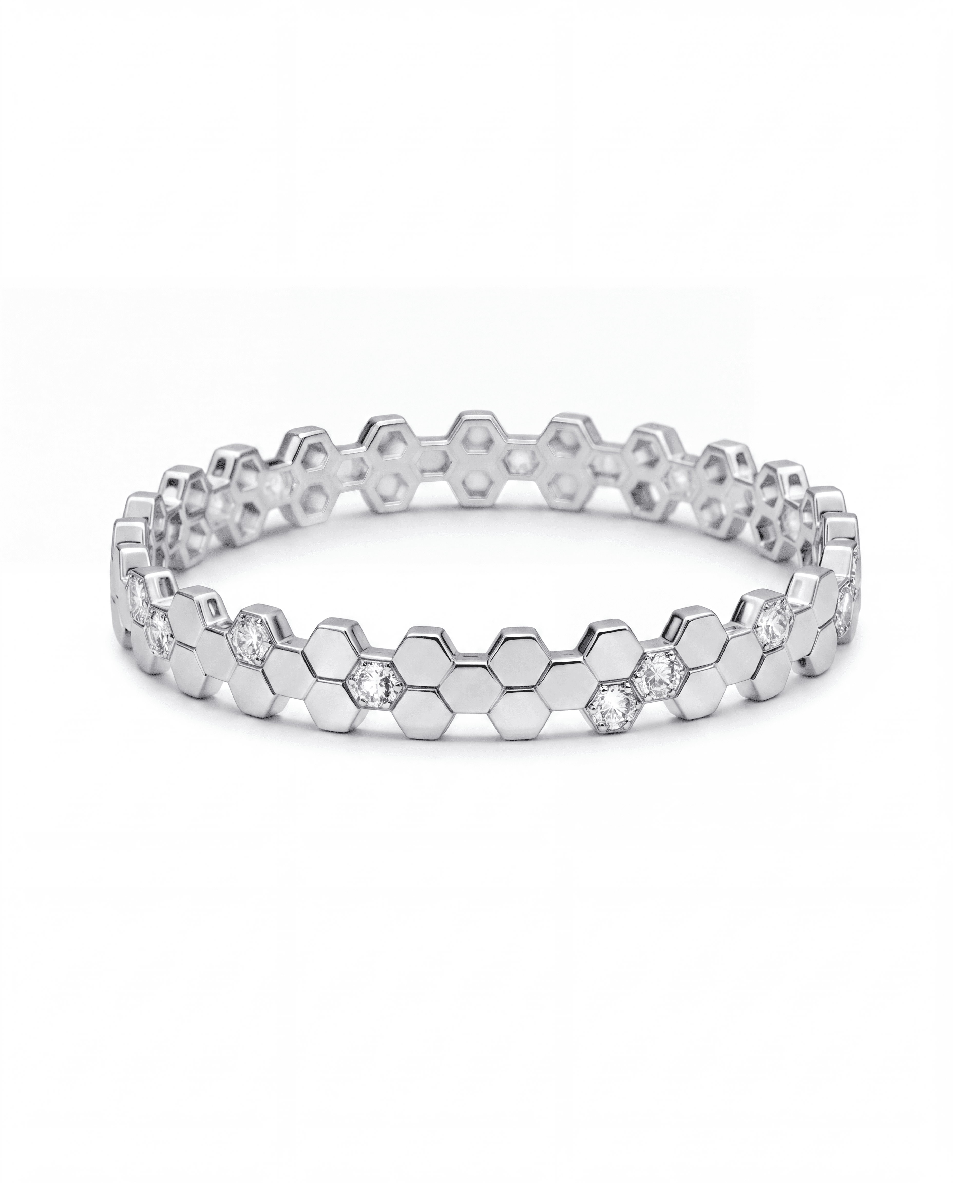 Gold Hexagon Diamond Bangle alternate view