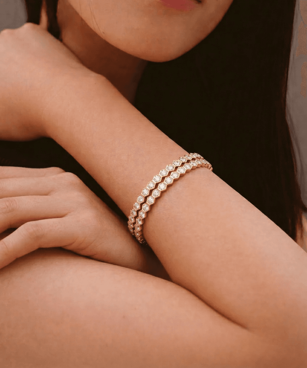 Hexagon White Stone Bangles thumbnail 2