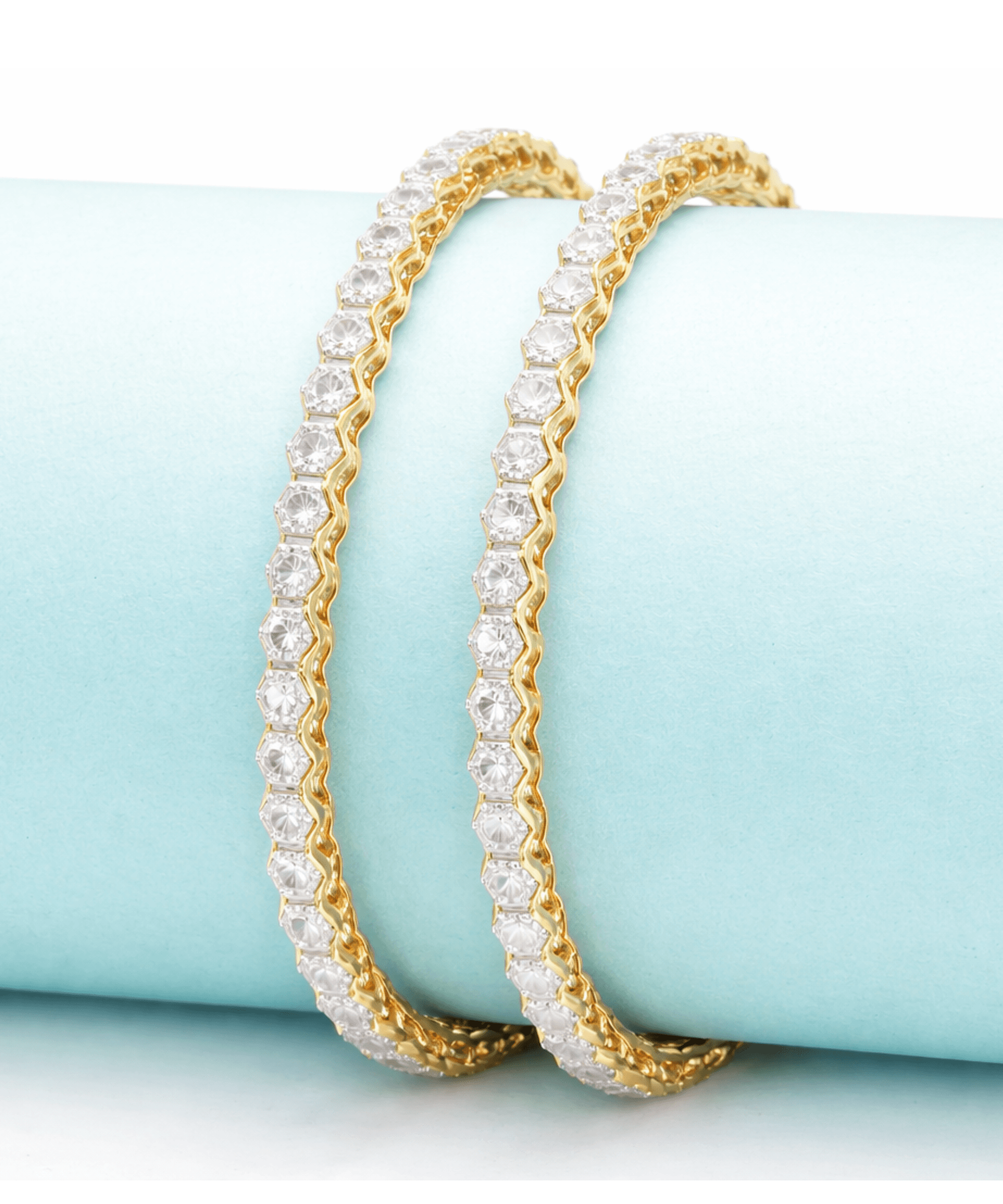 Hexagon White Stone Bangles thumbnail 3