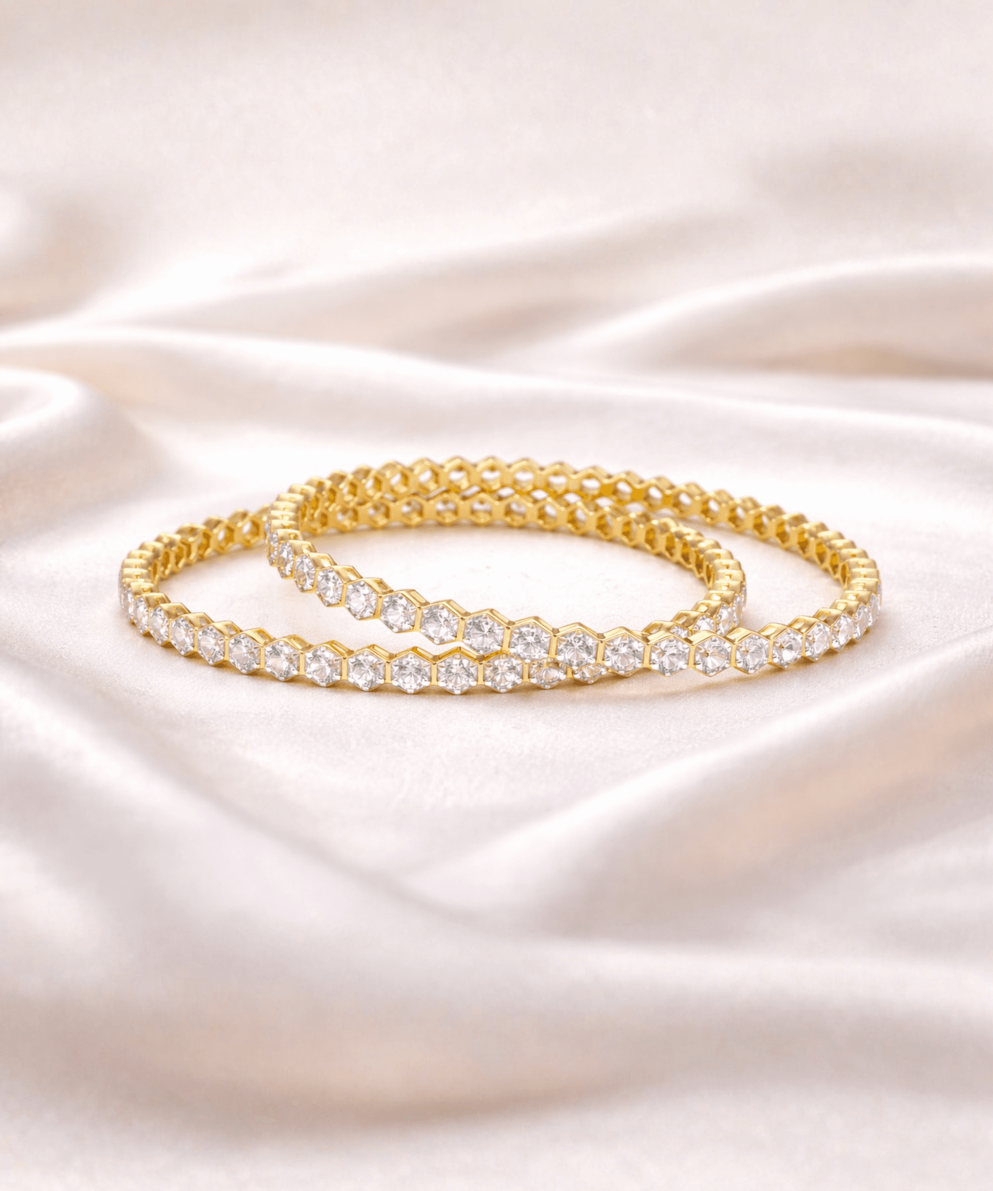 Hexagon White Stone Bangles thumbnail 4