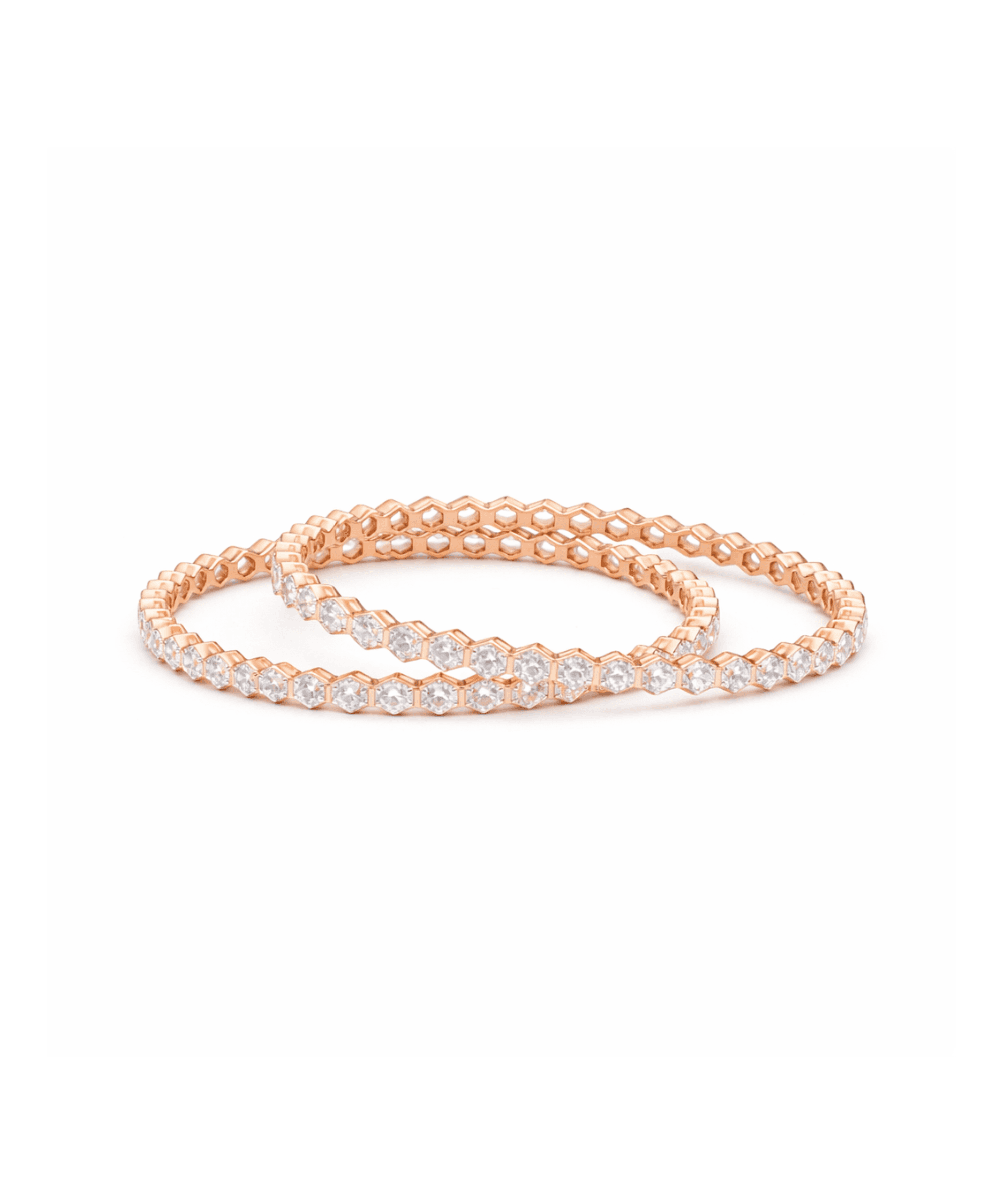 Hexagon White Stone Bangles alternate view