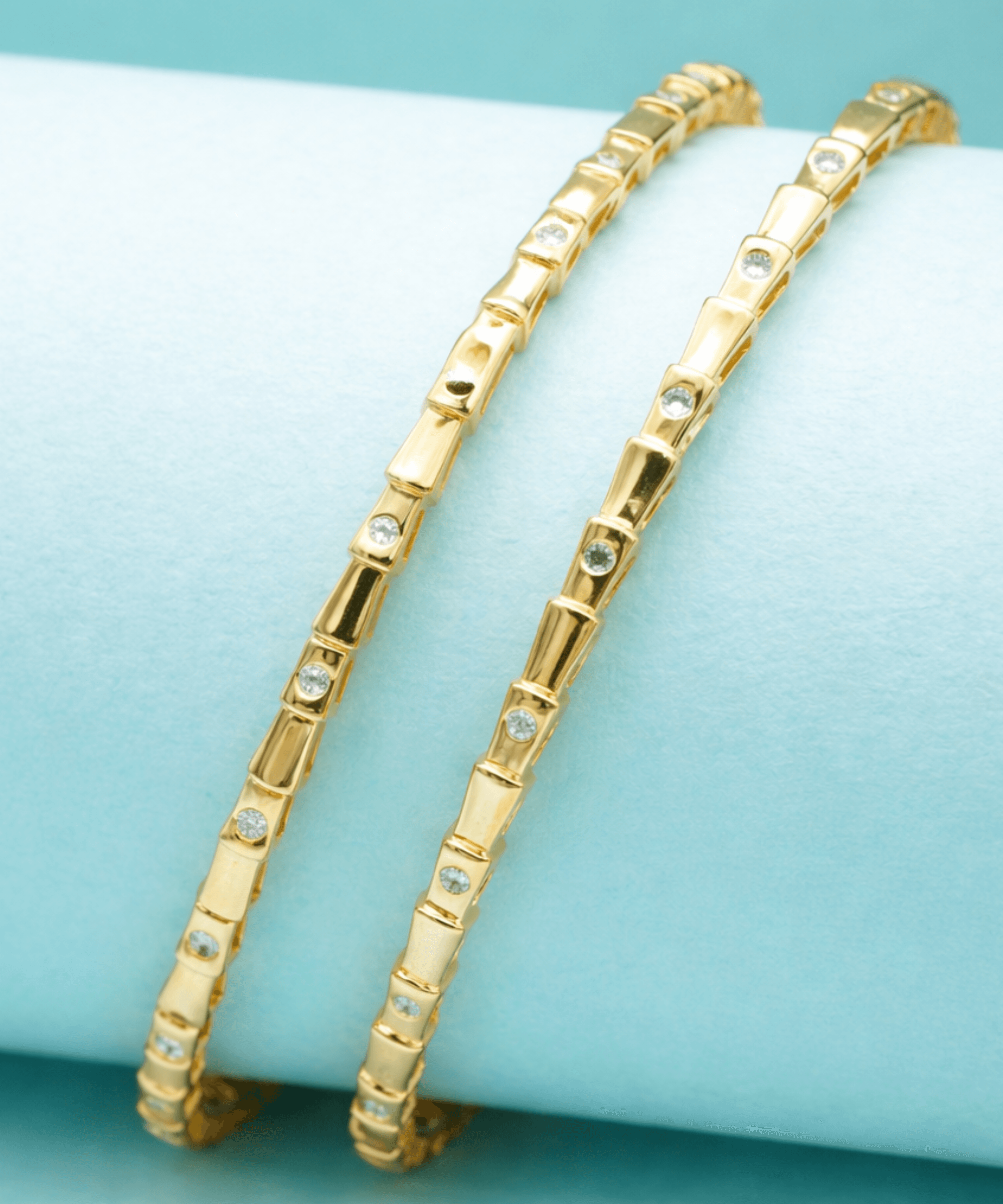 Slim Gold Stone Bangles Set thumbnail 2