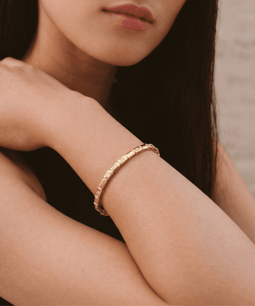Slim Gold Stone Bangles Set thumbnail 2