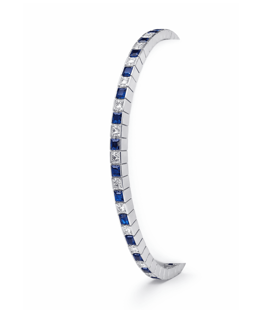 Blue and White Princess Cut Bracelet thumbnail 2