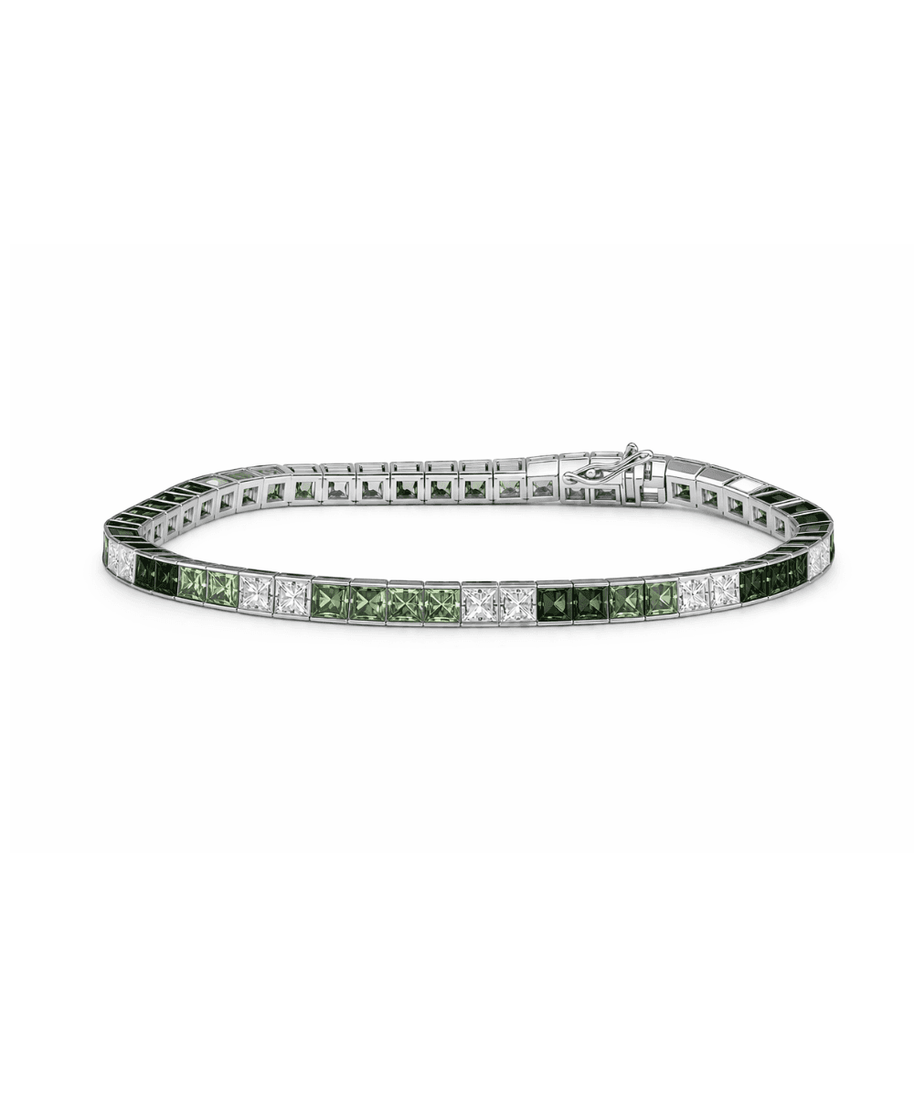 Green and White Stone Tennis Bracelet