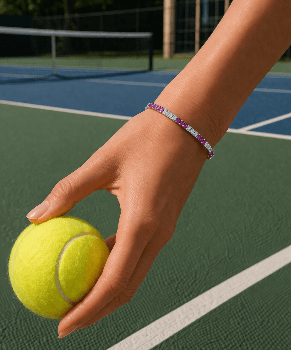 Pink and White Round Diamond Tennis Bracelet thumbnail 2