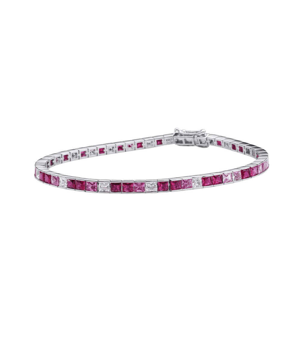 Pink and White Stone Tennis Bracelet