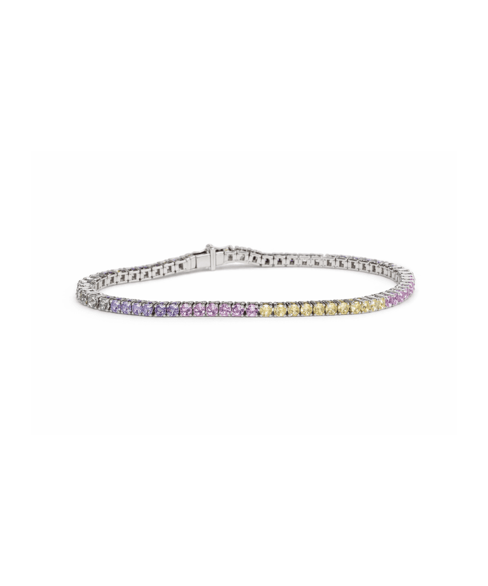 Pink Purple Yellow Round Stone Bracelet thumbnail 1
