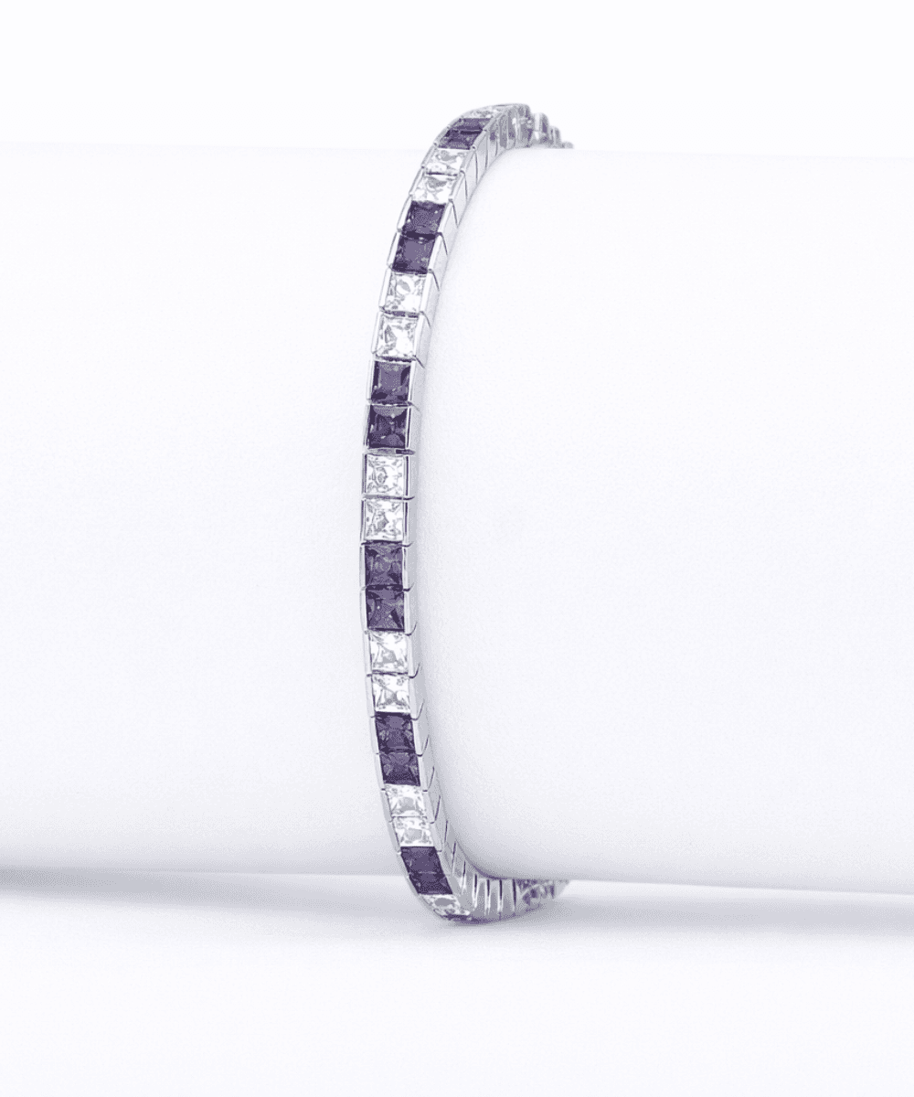 Purple and White Princess Cut Bracelet thumbnail 2