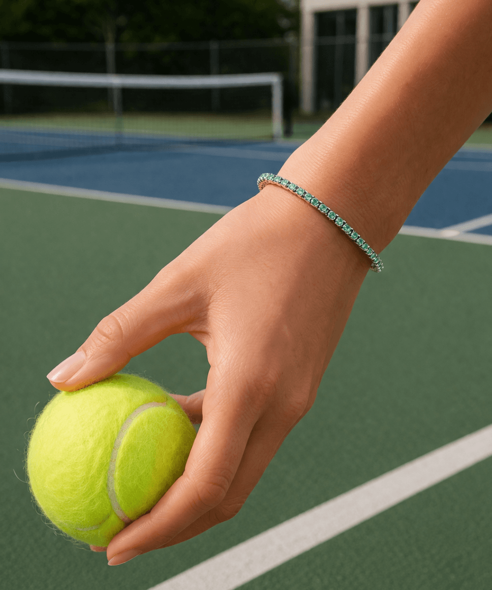 Round Cut Mint Green Tennis Bracelet thumbnail 2