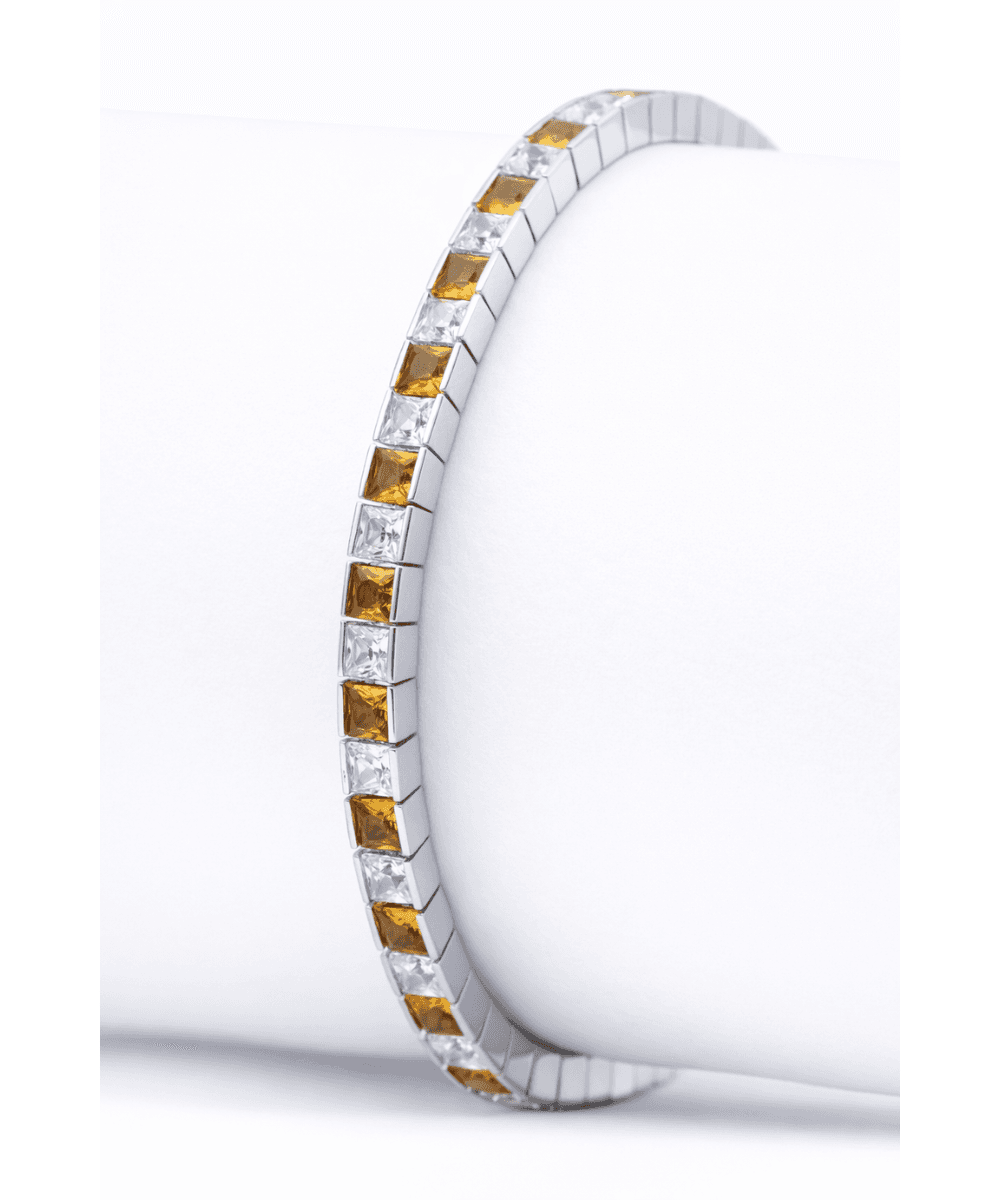 Yellow & White Diamond Princess Cut Bracelet thumbnail 3