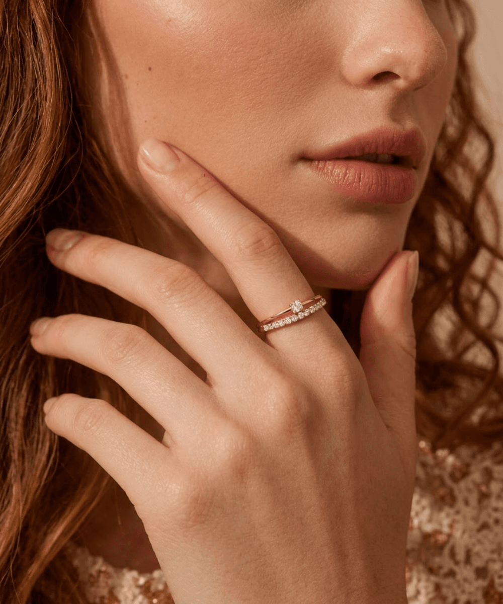 Golden Curve Solitaire Ring thumbnail 2