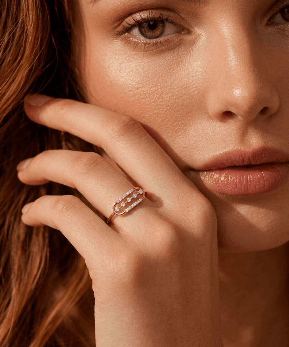 Golden Linear Frame Ring thumbnail 2