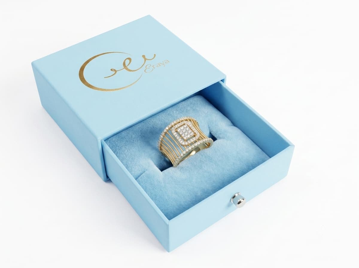 Golden Regal Embellished Frame Ring thumbnail 5