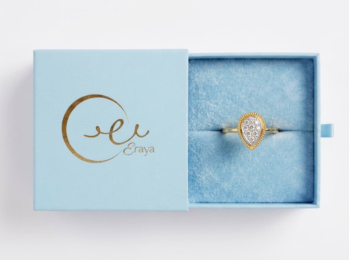 Golden Teardrop Halo Ring thumbnail 3
