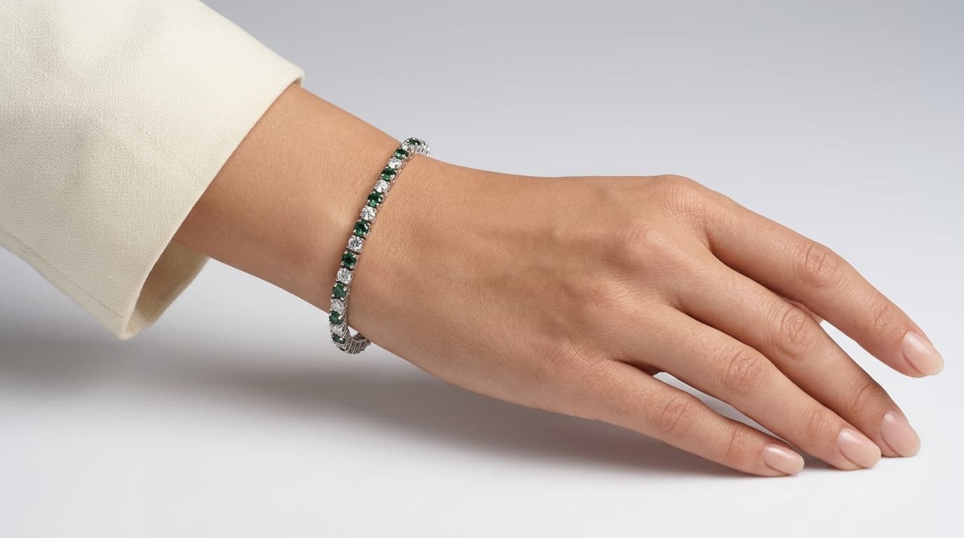 Green and White Diamond Bracelet