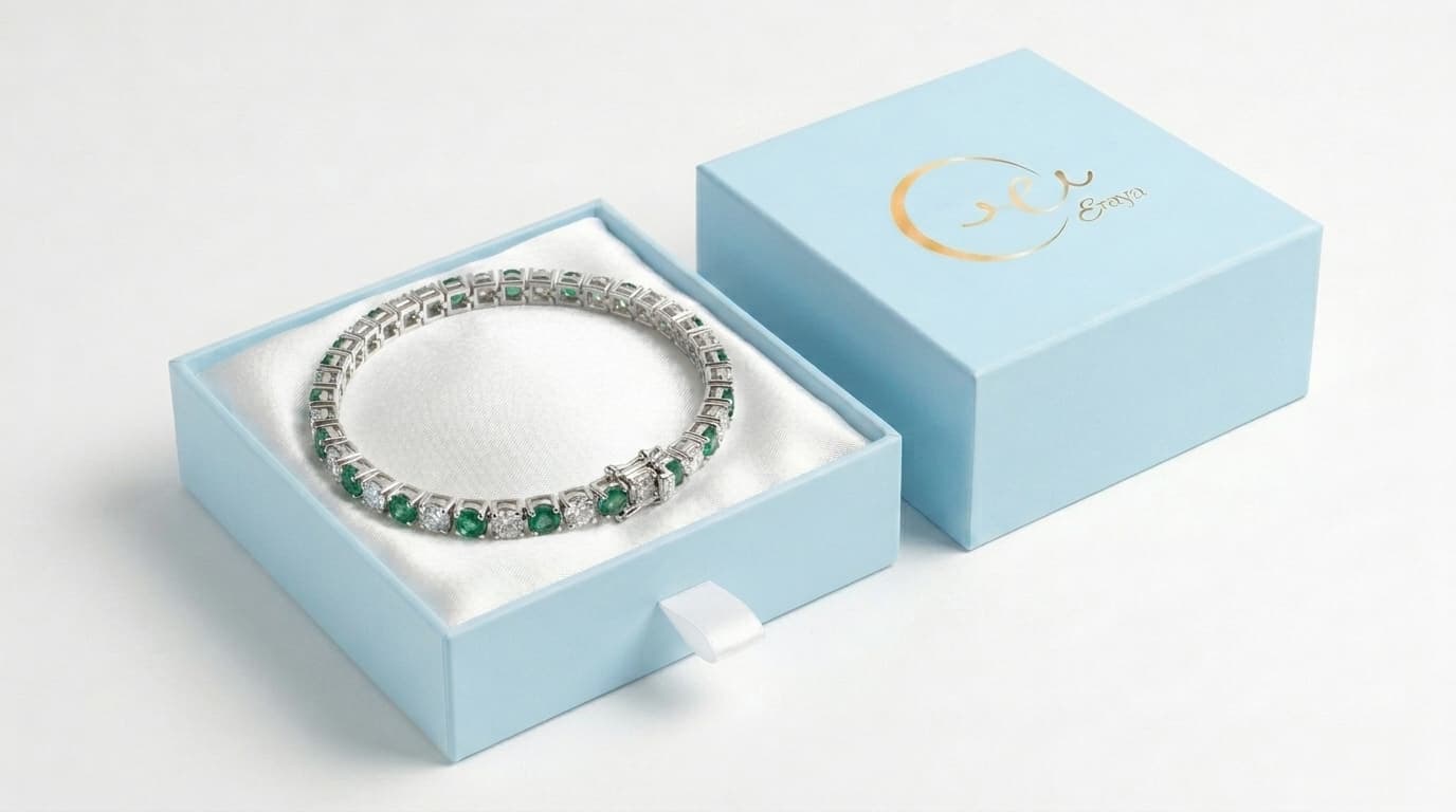 Green and White Diamond Bracelet thumbnail 2