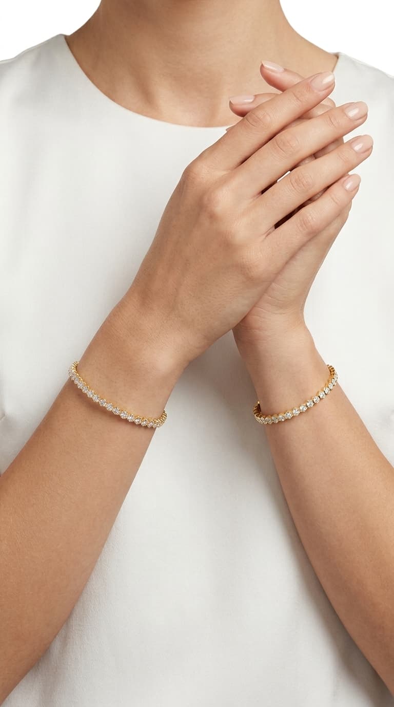 Hexagon White Stone Bangles - Pair thumbnail 3