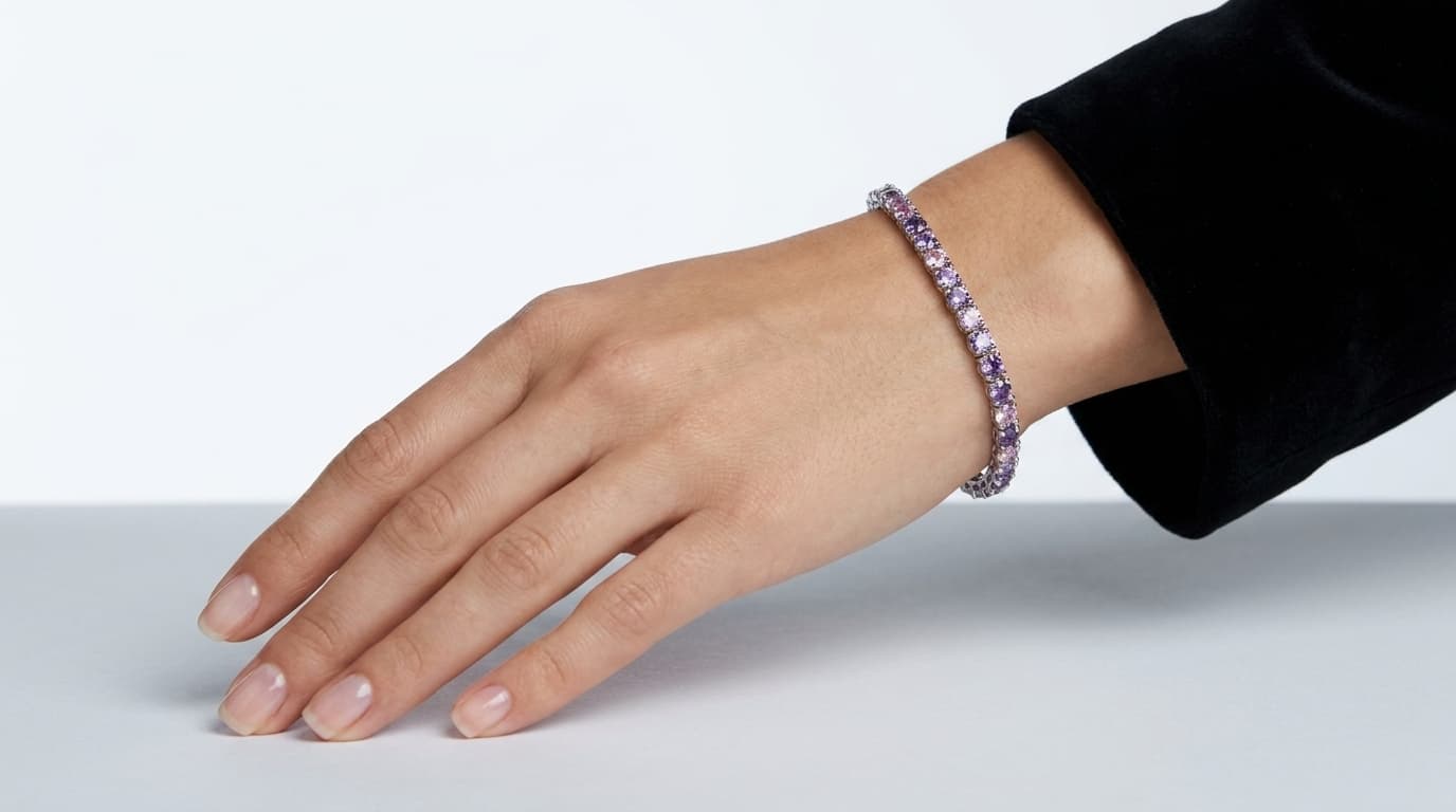 Lavender and Lilac Round Diamond Tennis Bracelet thumbnail 4