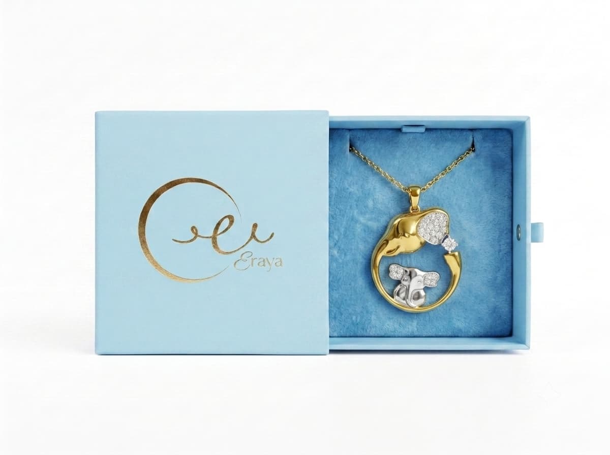 Mother and Baby Elephant Pendant Necklace thumbnail 3