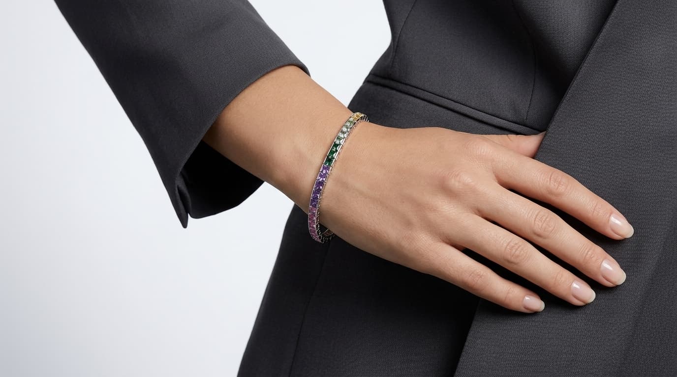 Multi Color Stone Tennis Bracelet alternate view