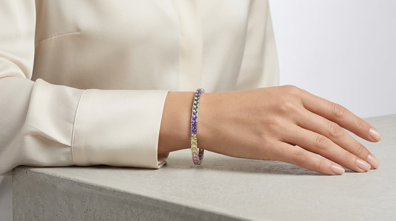 Pastel Multi Color Stone Tennis Bracelet