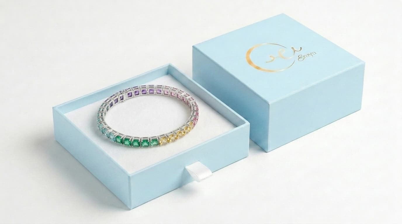 Pastel Multi Color Stone Tennis Bracelet thumbnail 2