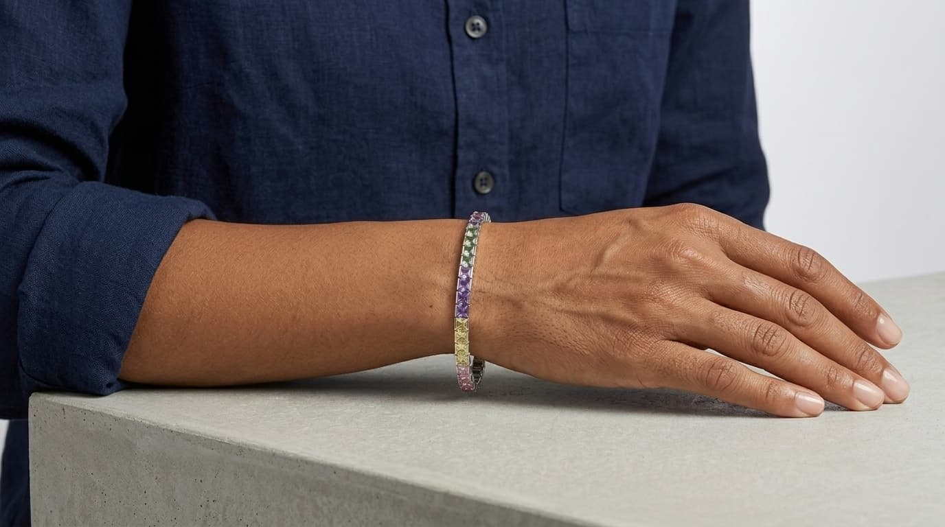 Pastel Multi Color Stone Tennis Bracelet alternate view
