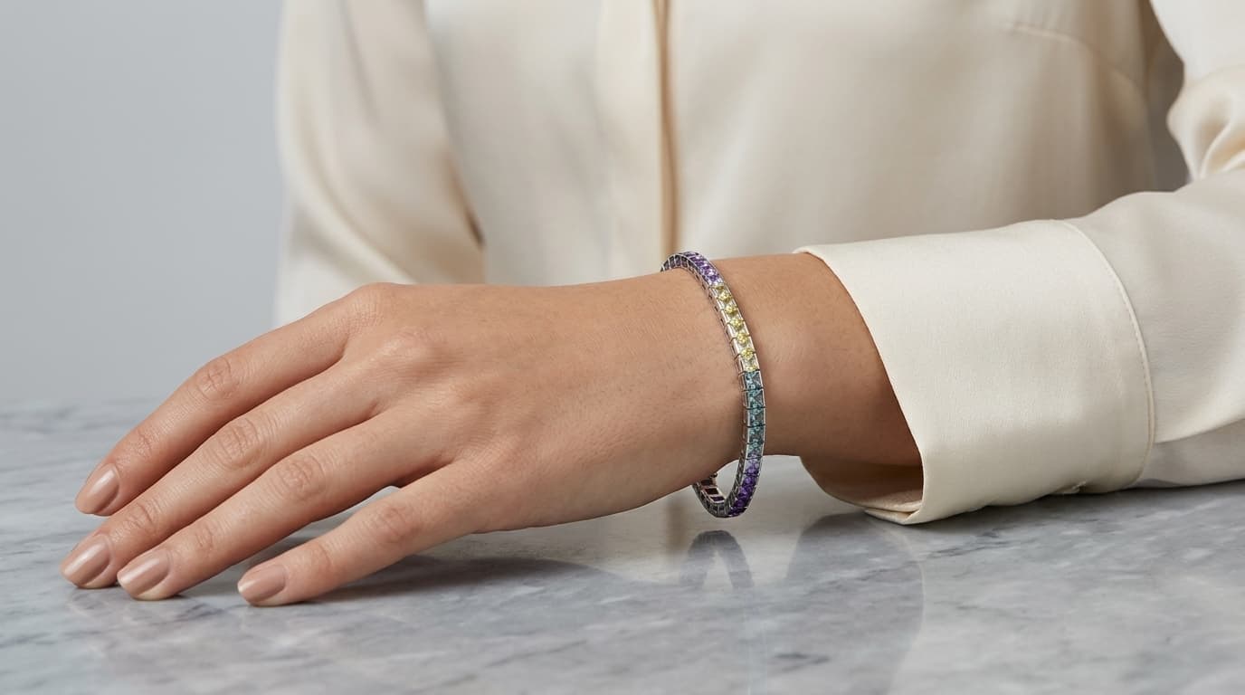 Pastel Multi Color Stone Tennis Bracelet alternate view