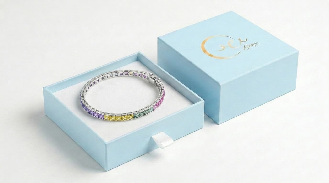 Pastel Rainbow Stone Tennis Bracelet thumbnail 2