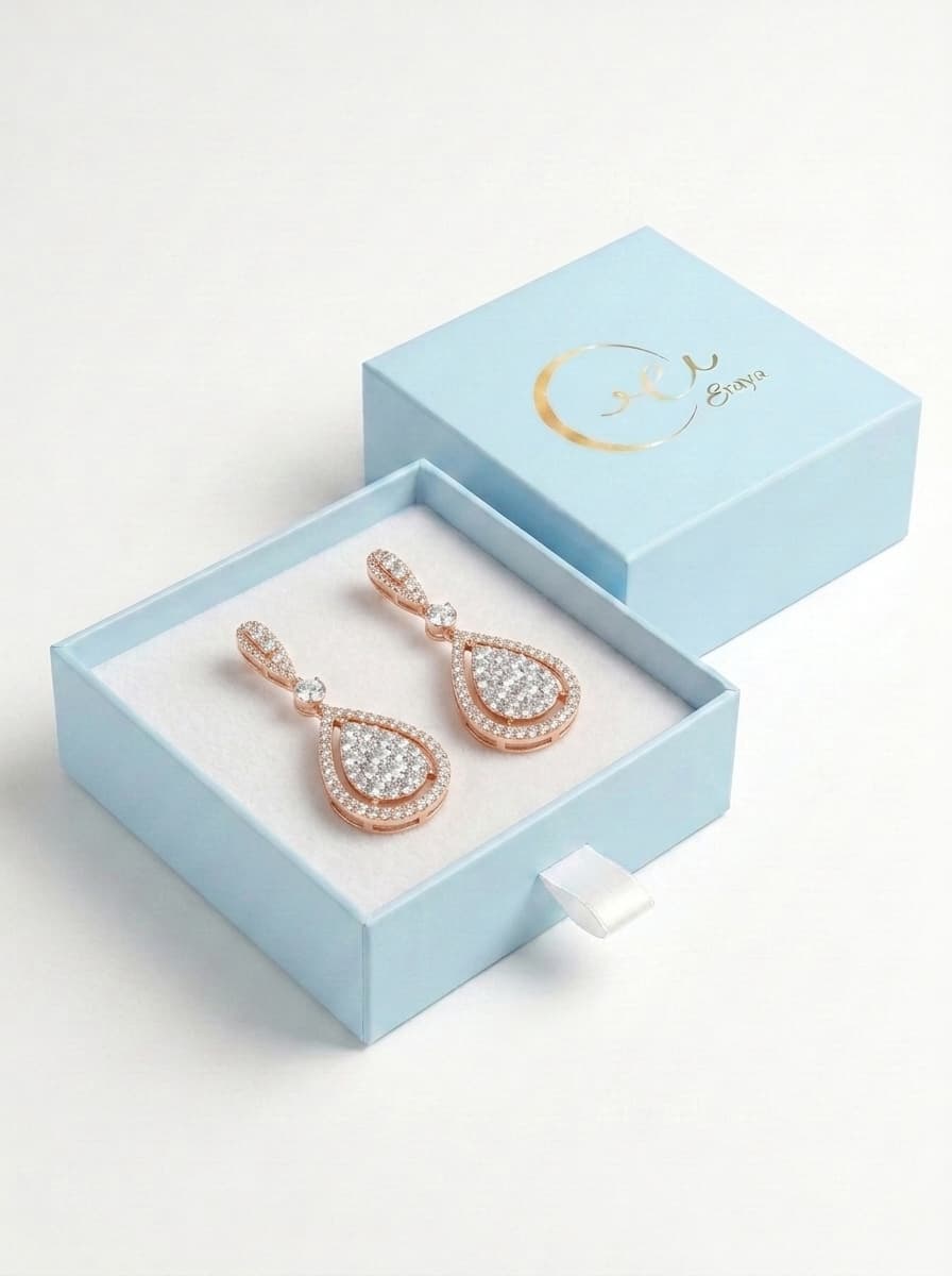 Pear Halo Drop Earrings thumbnail 3