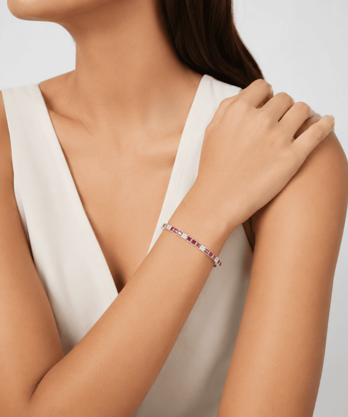 Pink and White Stone Tennis Bracelet alternate view