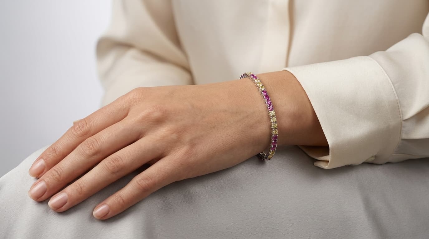 Pink and Yellow Stone Tennis Bracelet
