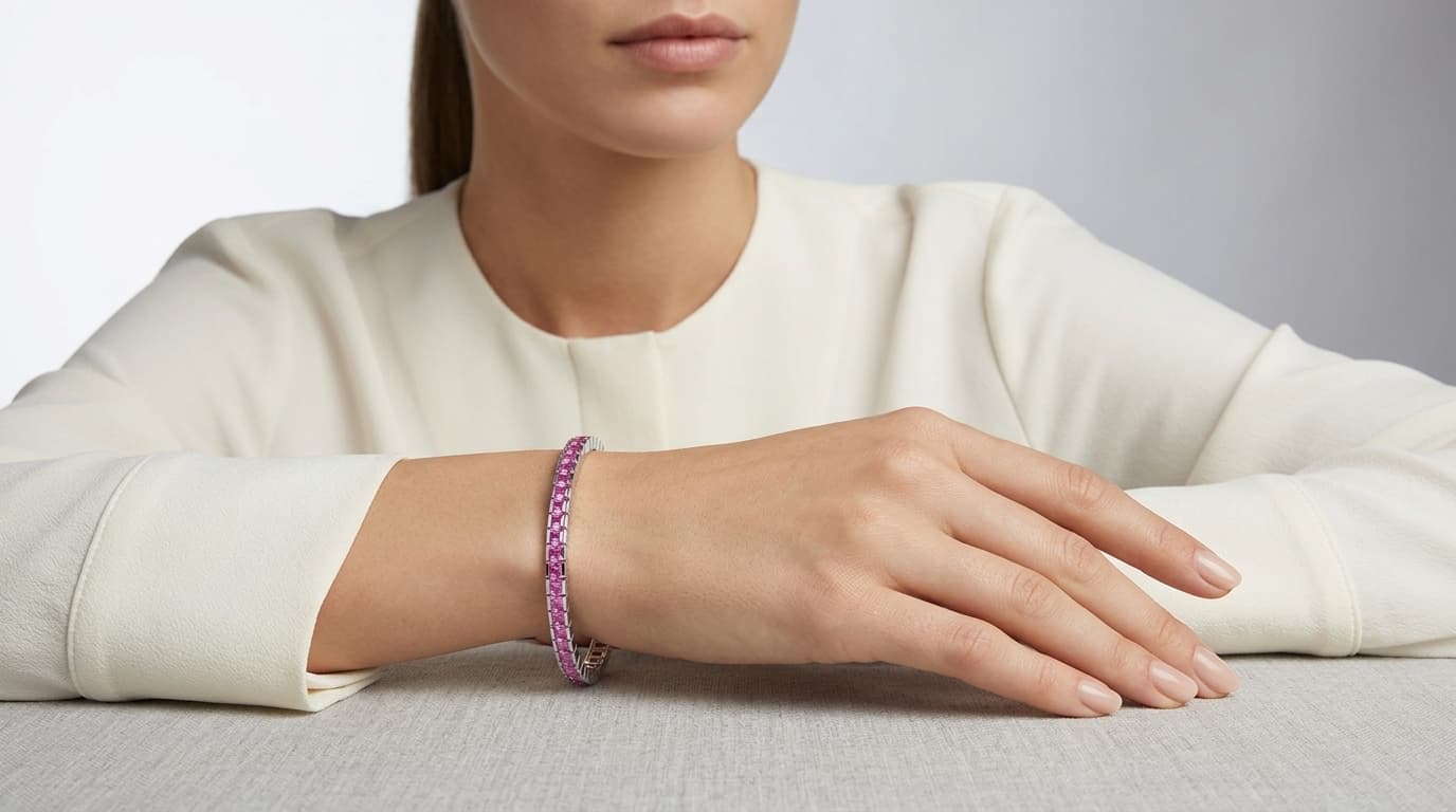 Pink Diamond Princess Cut Bracelet