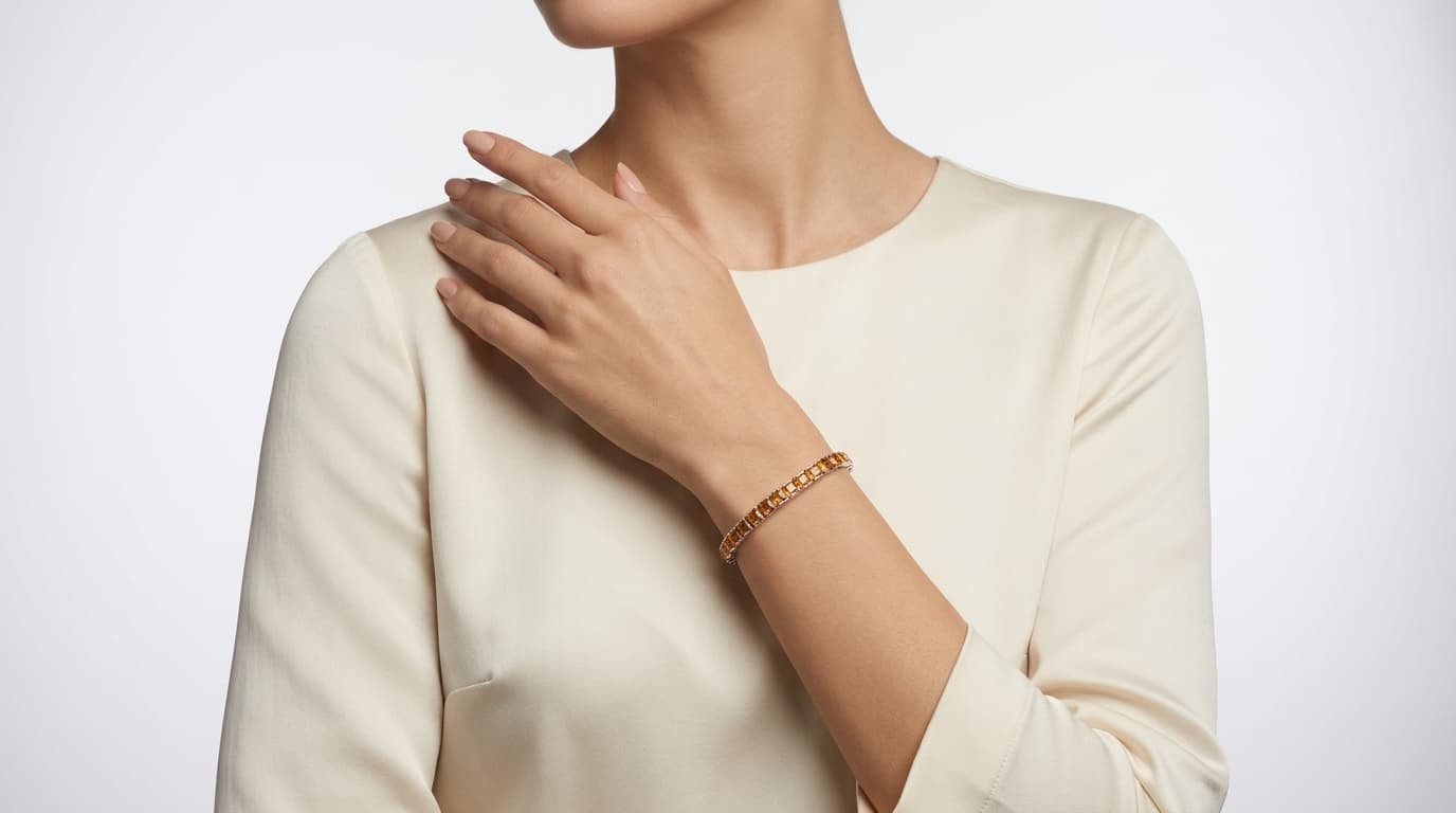 Princess Cut Orange Diamond Bracelet