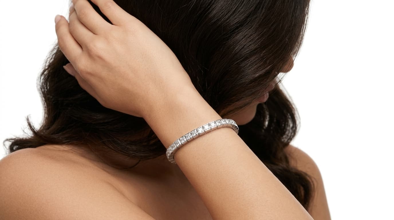 Princess Cut White Diamond Bracelet