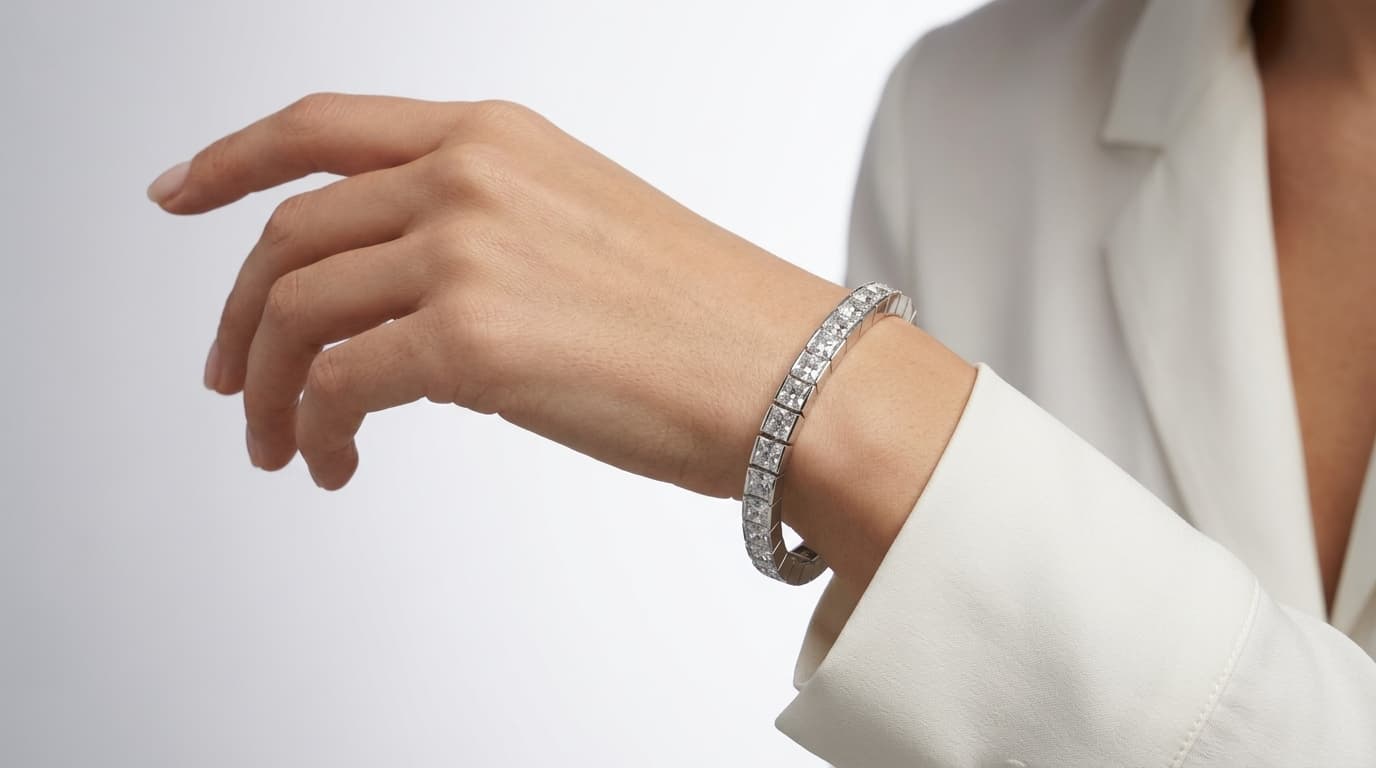 Princess Cut White Diamond Bracelet thumbnail 5