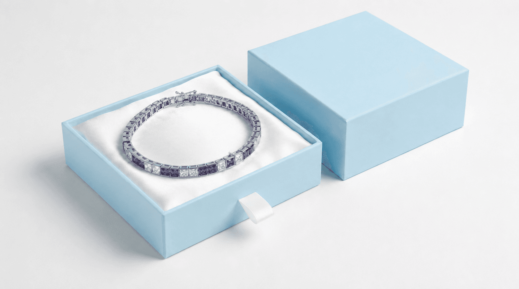 Purple and White Princess Cut Bracelet alternate view