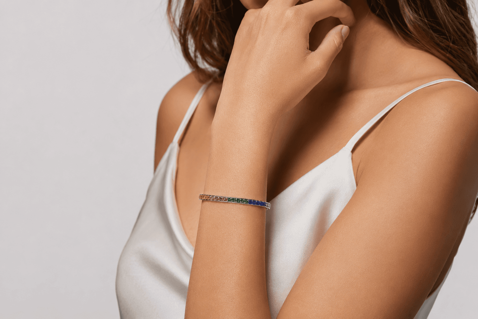 Rainbow Princess Cut Bracelet