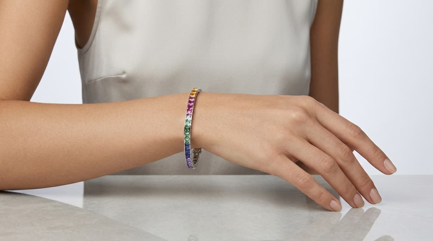 Rainbow Princess Cut Bracelet thumbnail 4