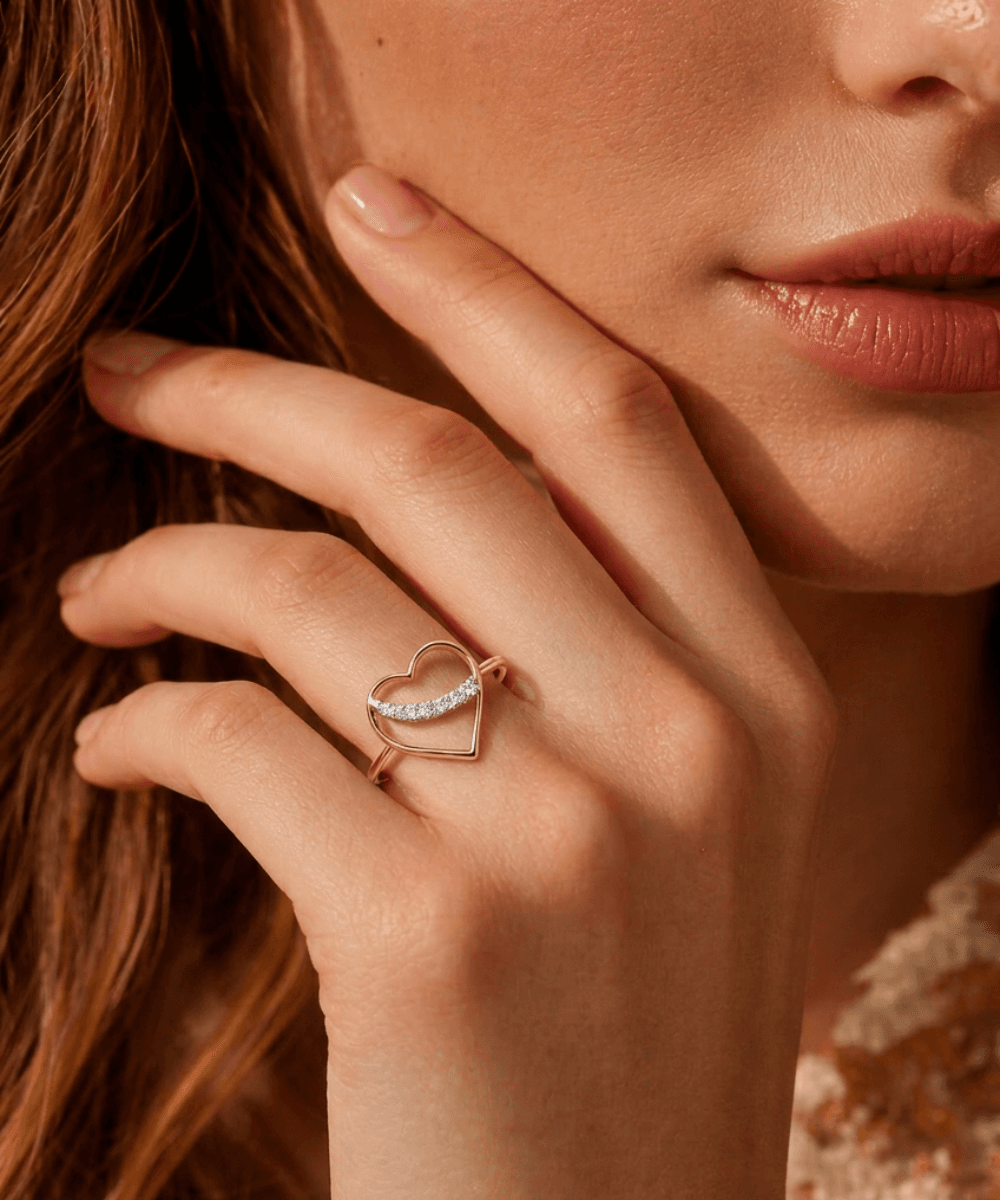 Rose Gold Heartline Ring thumbnail 2