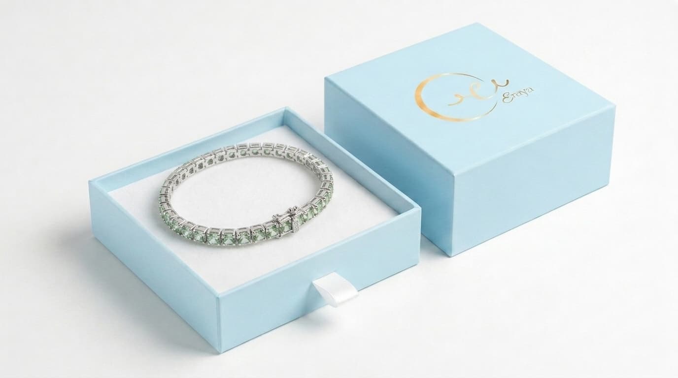 Round Cut Mint Green Tennis Bracelet alternate view
