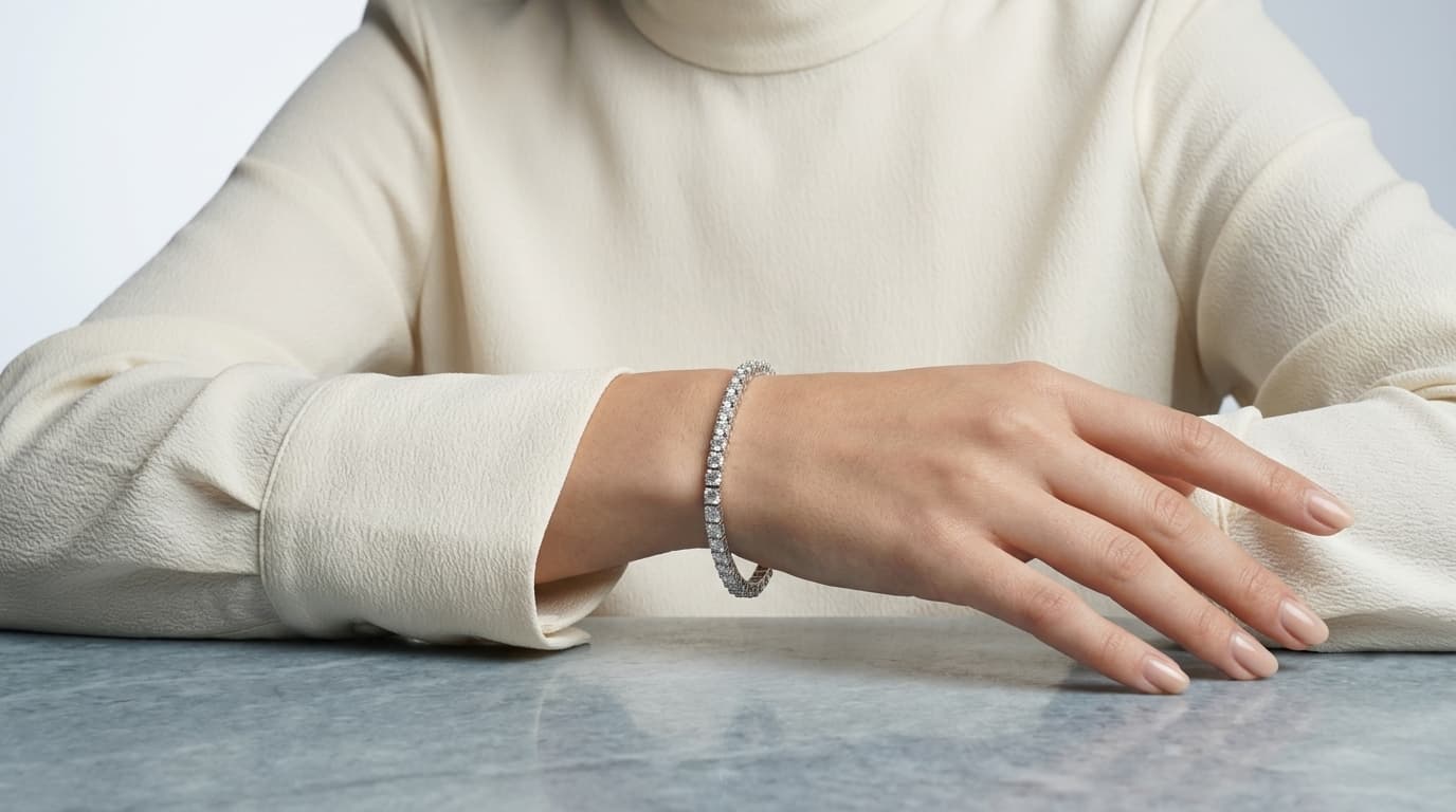 Round Cut White Stone Bracelet alternate view