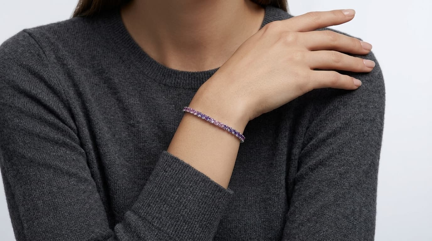 Round Pink and Lavender Stone Bracelet