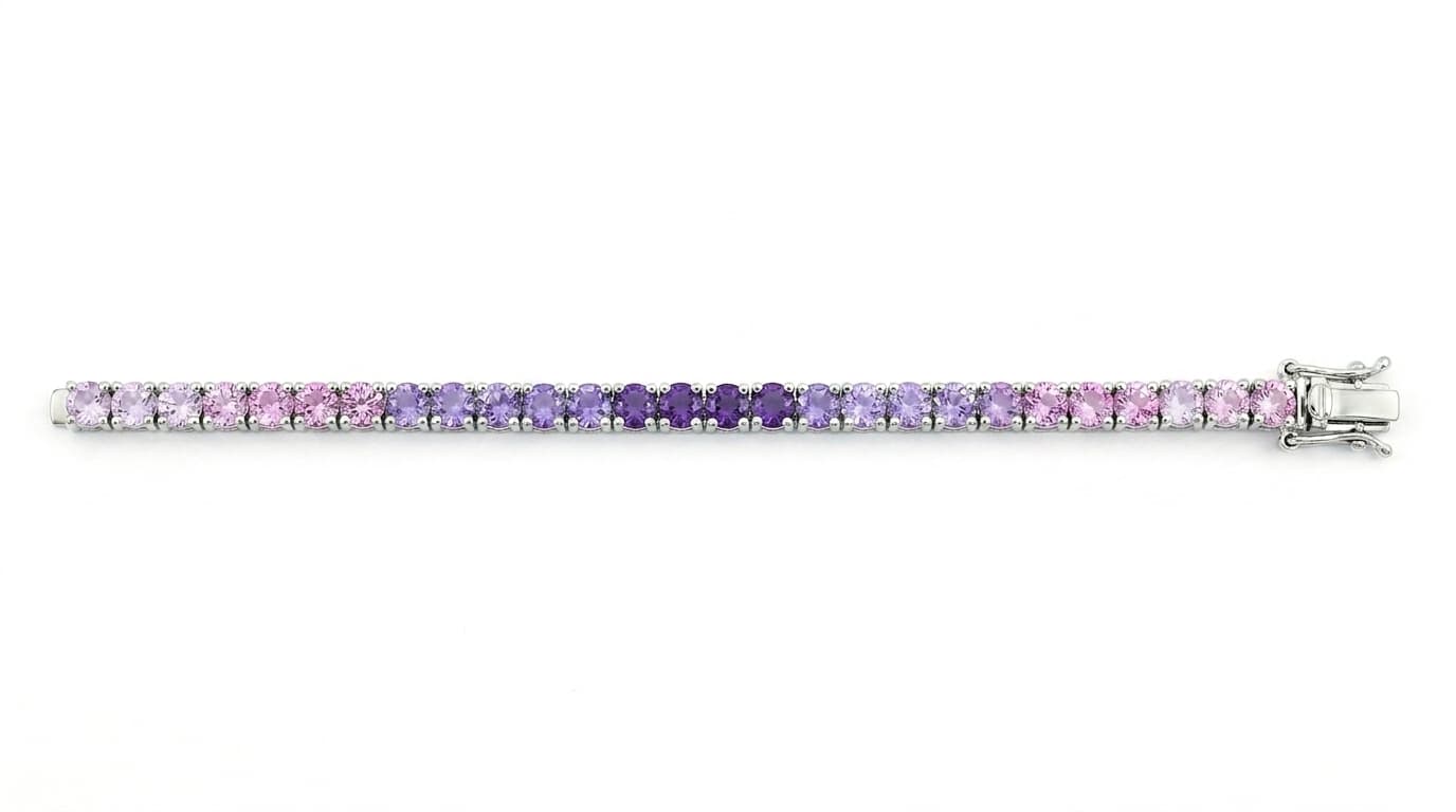 Round Pink and Lavender Stone Bracelet alternate view