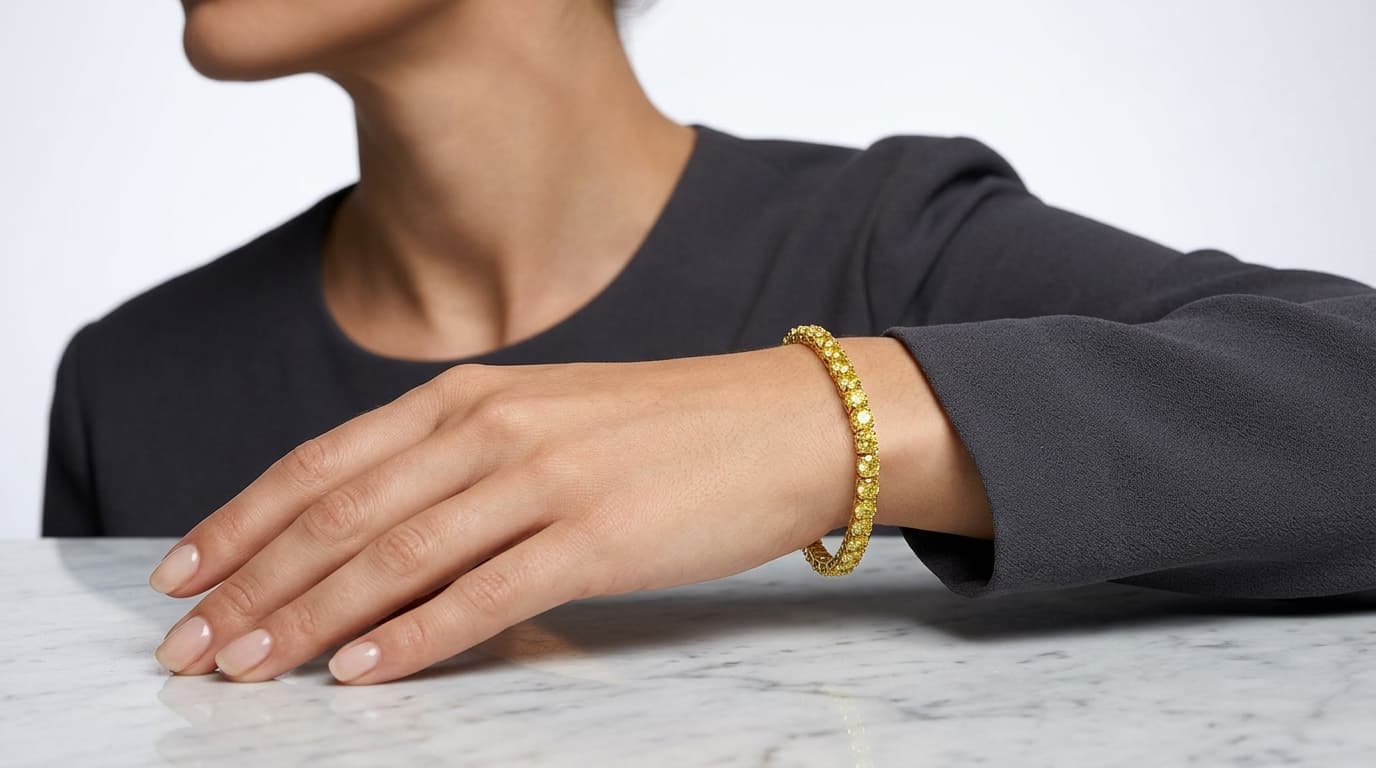 Round Yellow Tennis Bracelet thumbnail 2