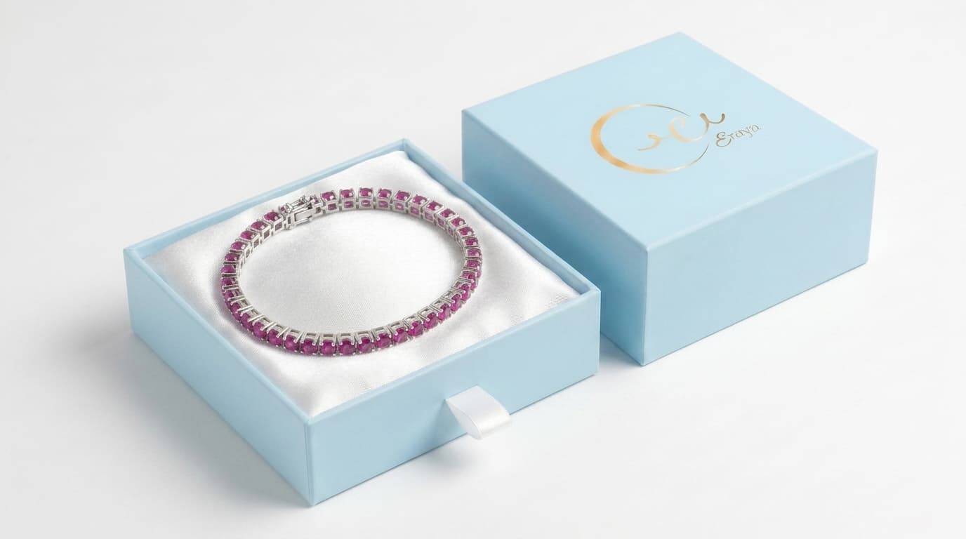 Ruby Pink Round Diamond Tennis Bracelet alternate view