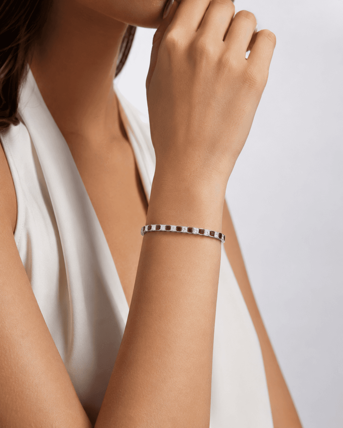 Ruby Red and White Princess Cut Bracelet thumbnail 4